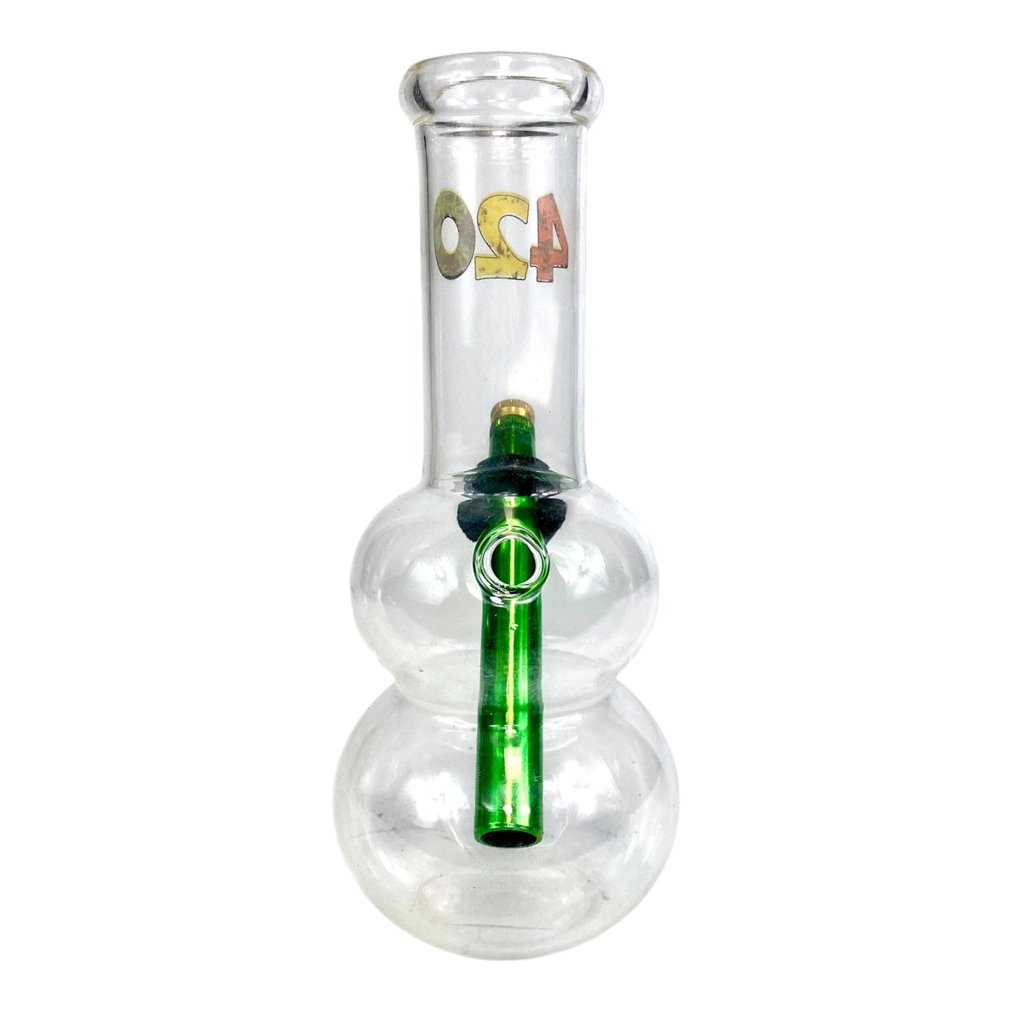 Rasta 420 Double Bubble Glass Bong 20cm - The Bong Baron