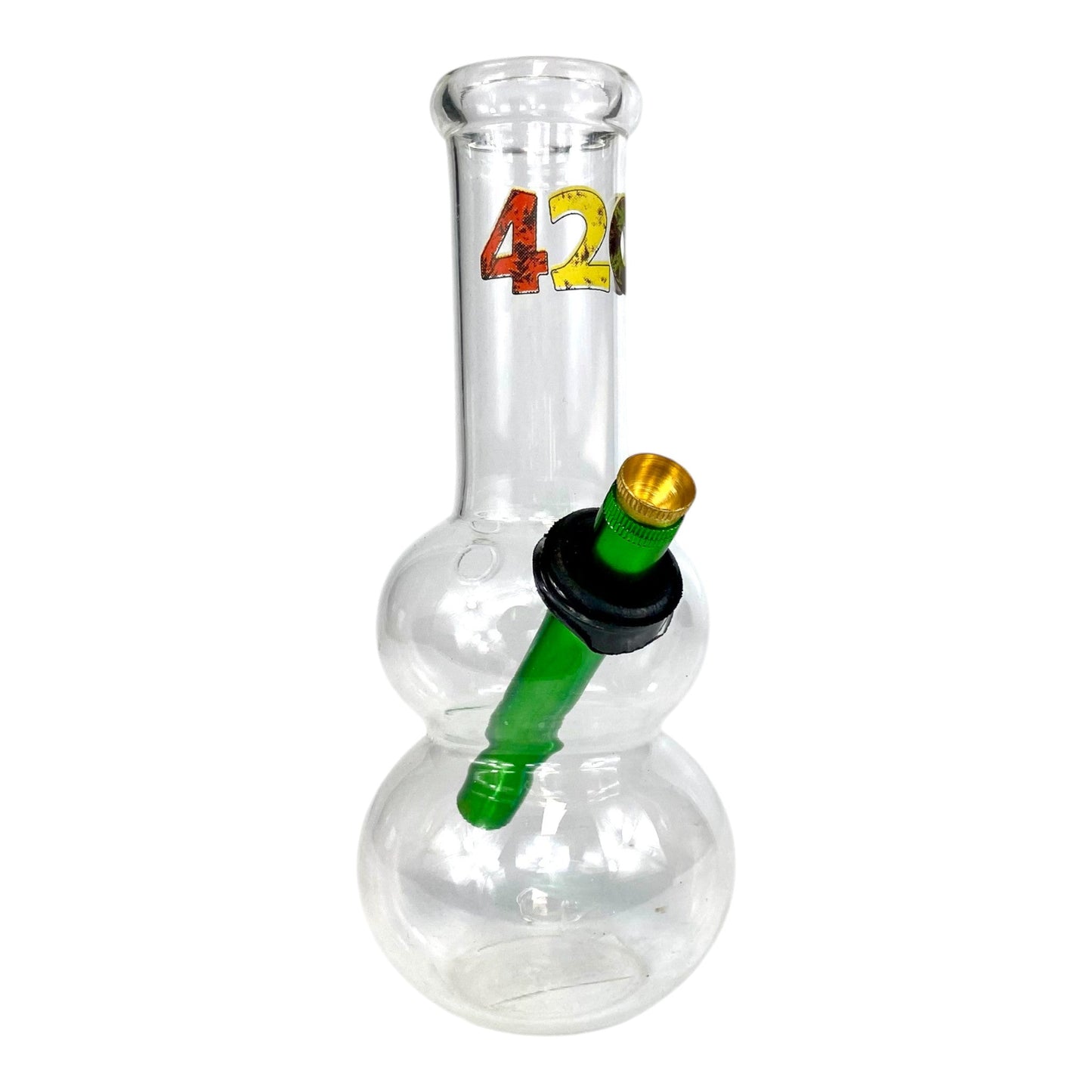 Rasta 420 Double Bubble Glass Bong 20cm - The Bong Baron