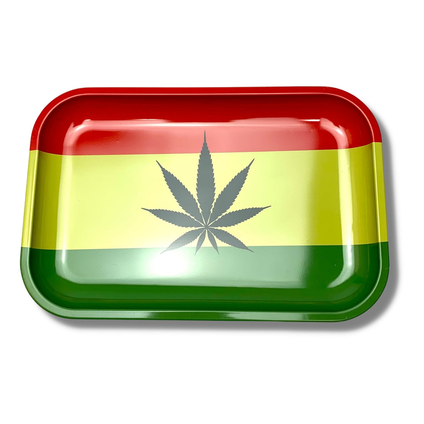 Rasta Leaf Rolling Tray Medium 28 x 19 cm - The Bong Baron