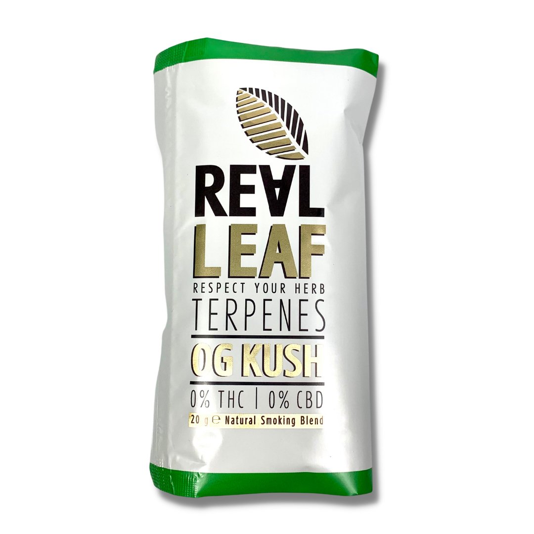 Real Leaf OG Kush Infused Terpene Smoking Blend - The Bong Baron