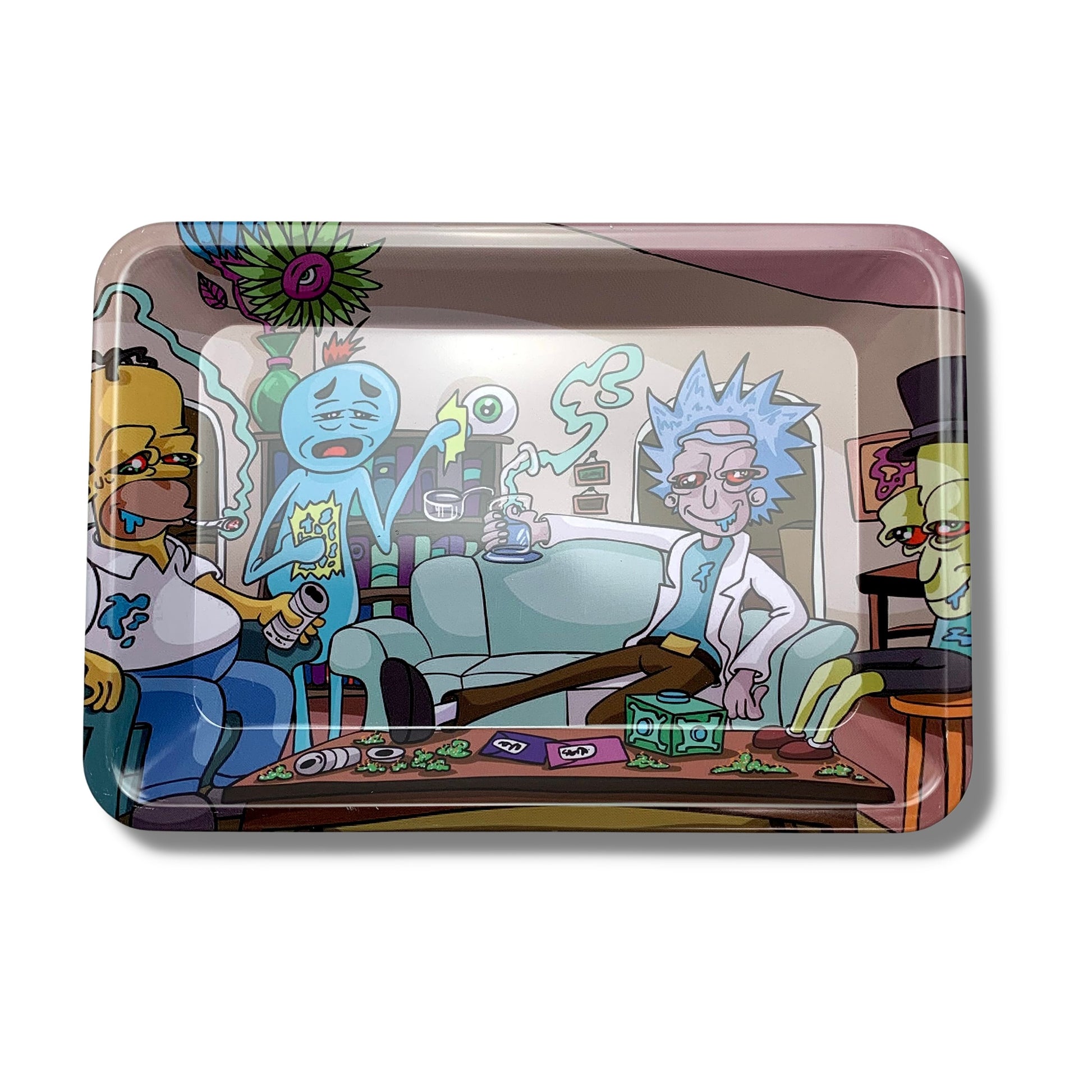 Rolling Tray Small 18 x 12.5cm Rick and Homer - The Bong Baron