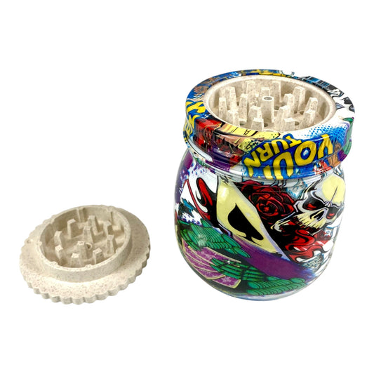 Skull Jar Herb Grinder Ace of Spades - The Bong Baron