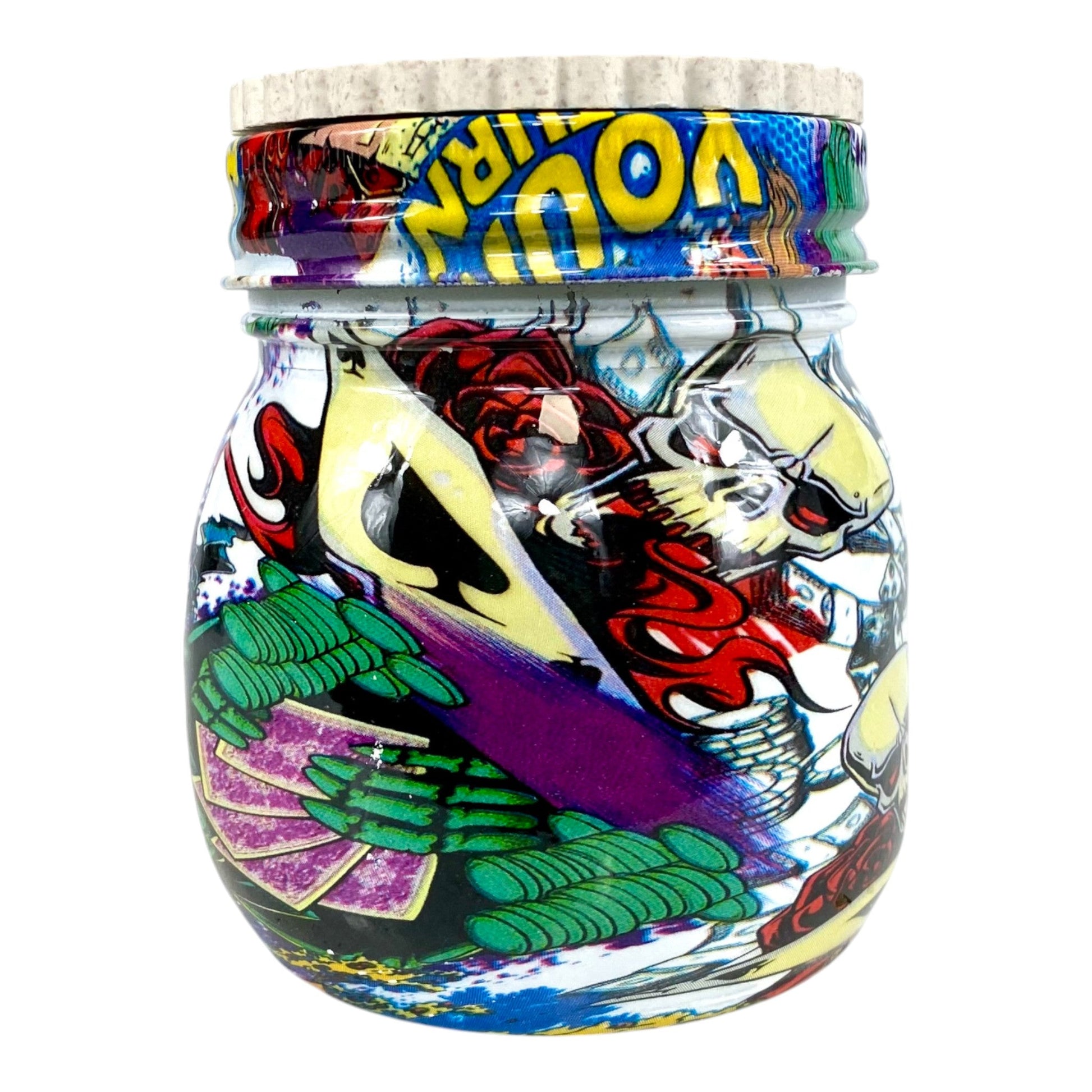 Skull Jar Herb Grinder Ace of Spades - The Bong Baron