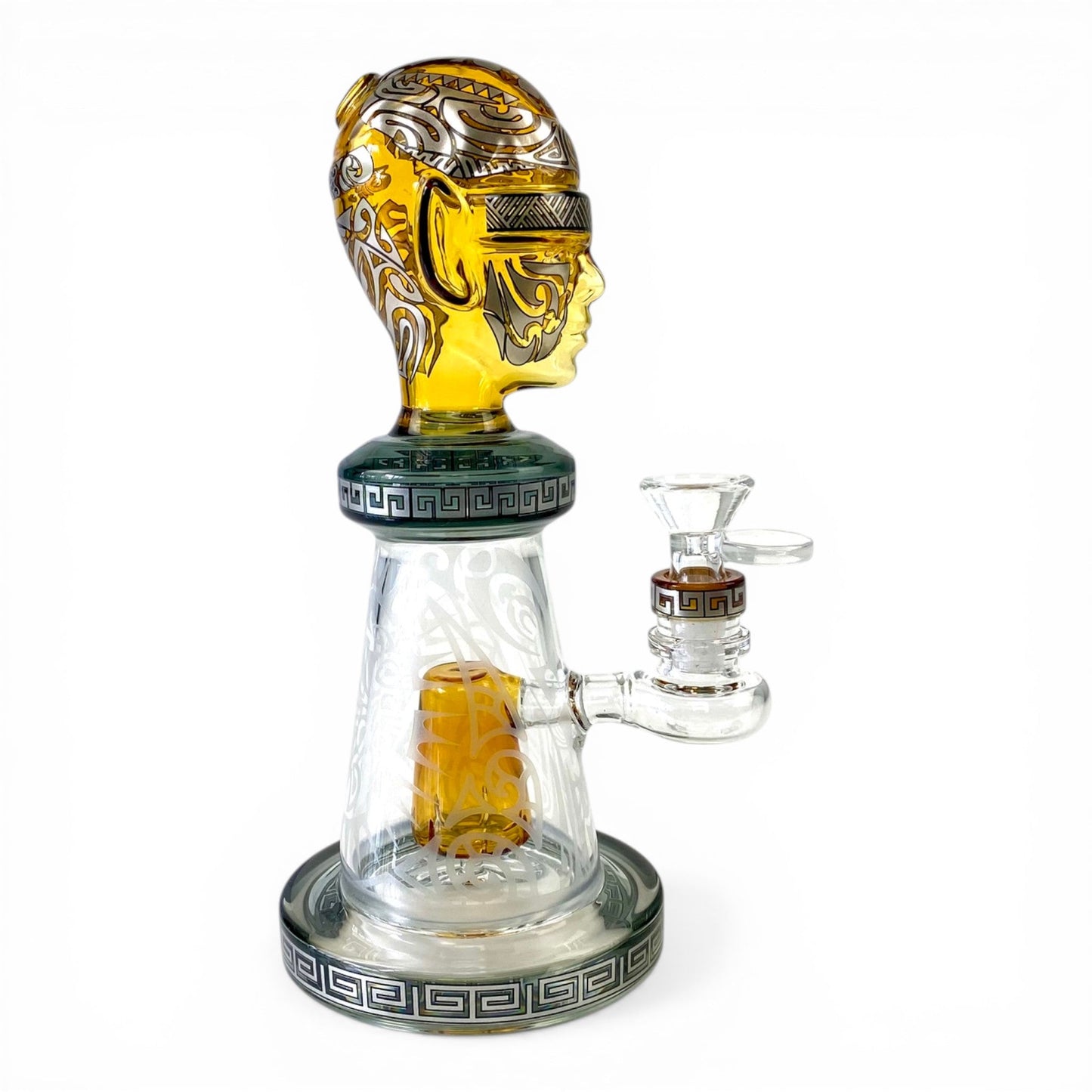 Temple Relic Glass Bong Yellow 22cm - The Bong Baron