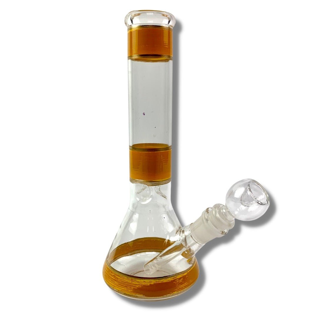 Triple Band Beaker Bong 25cm Amber - The Bong Baron