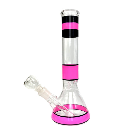 Triple Band Beaker Bong 25cm Pink - The Bong Baron