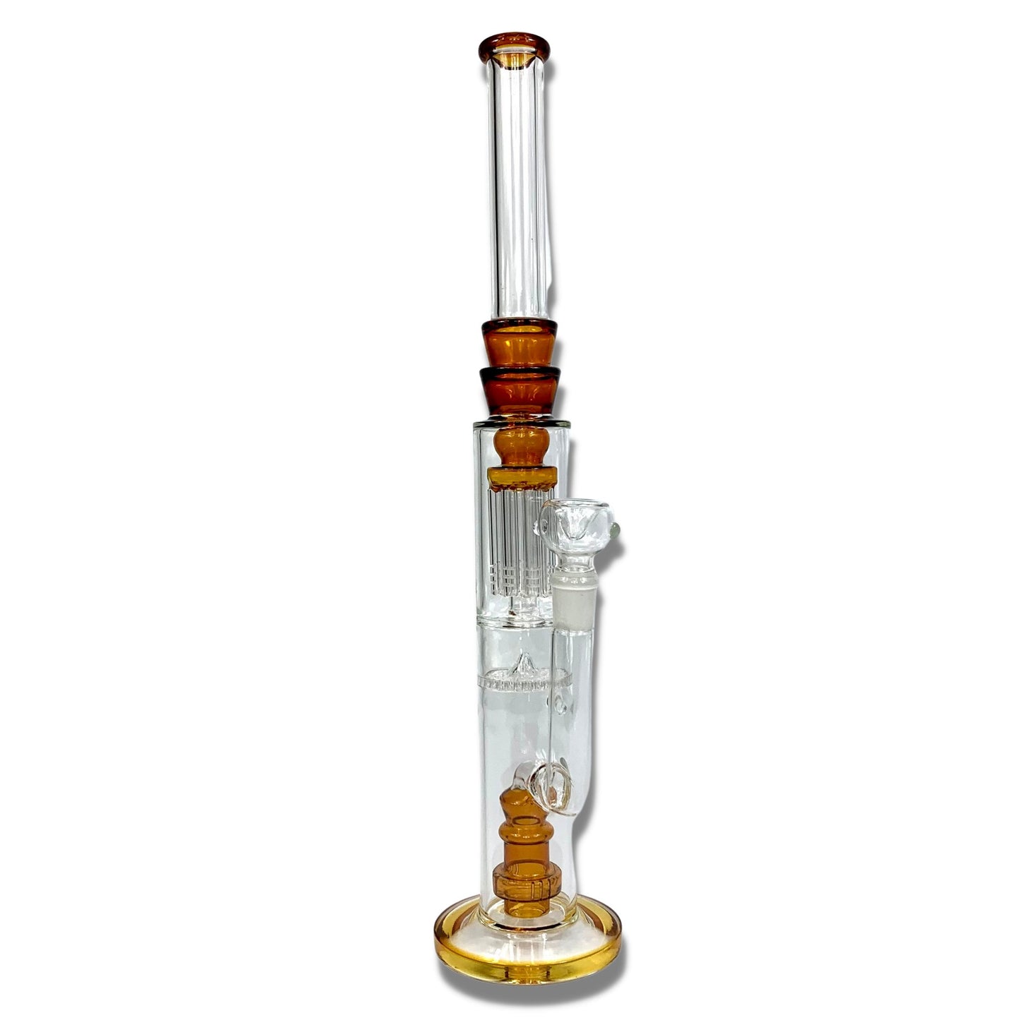 Triple Perc Straight Shooter 45cm Sombrero Bong Amber - The Bong Baron