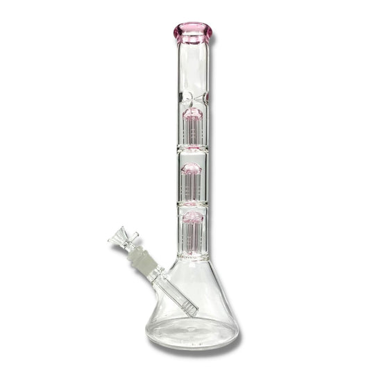 Triple Tree Percolator Pink Glass Beaker 36cm - The Bong Baron
