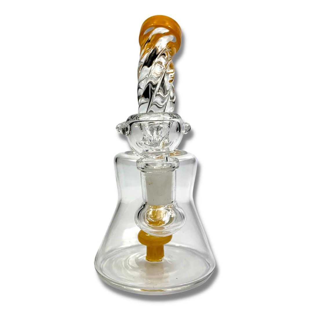 Twisted Neck Layed Back Mini Bong 15cm Orange - The Bong Baron