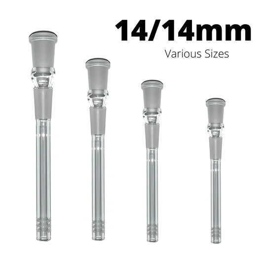 14-14mm Glass Percolated Down Stem 14mm Male 14mm Female Various Lengths - The Bong Baron