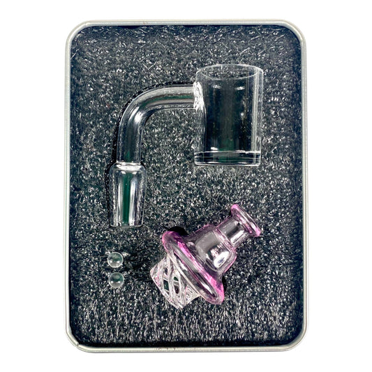14mm Dab Kit Quartz Banger with Vortex Carp Cap and Pearls - The Bong Baron