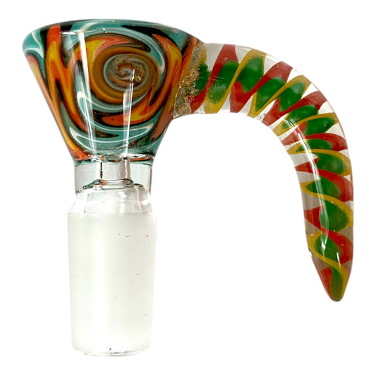 14mm Glass Cone Piece with Rasta Rams Horn - The Bong Baron