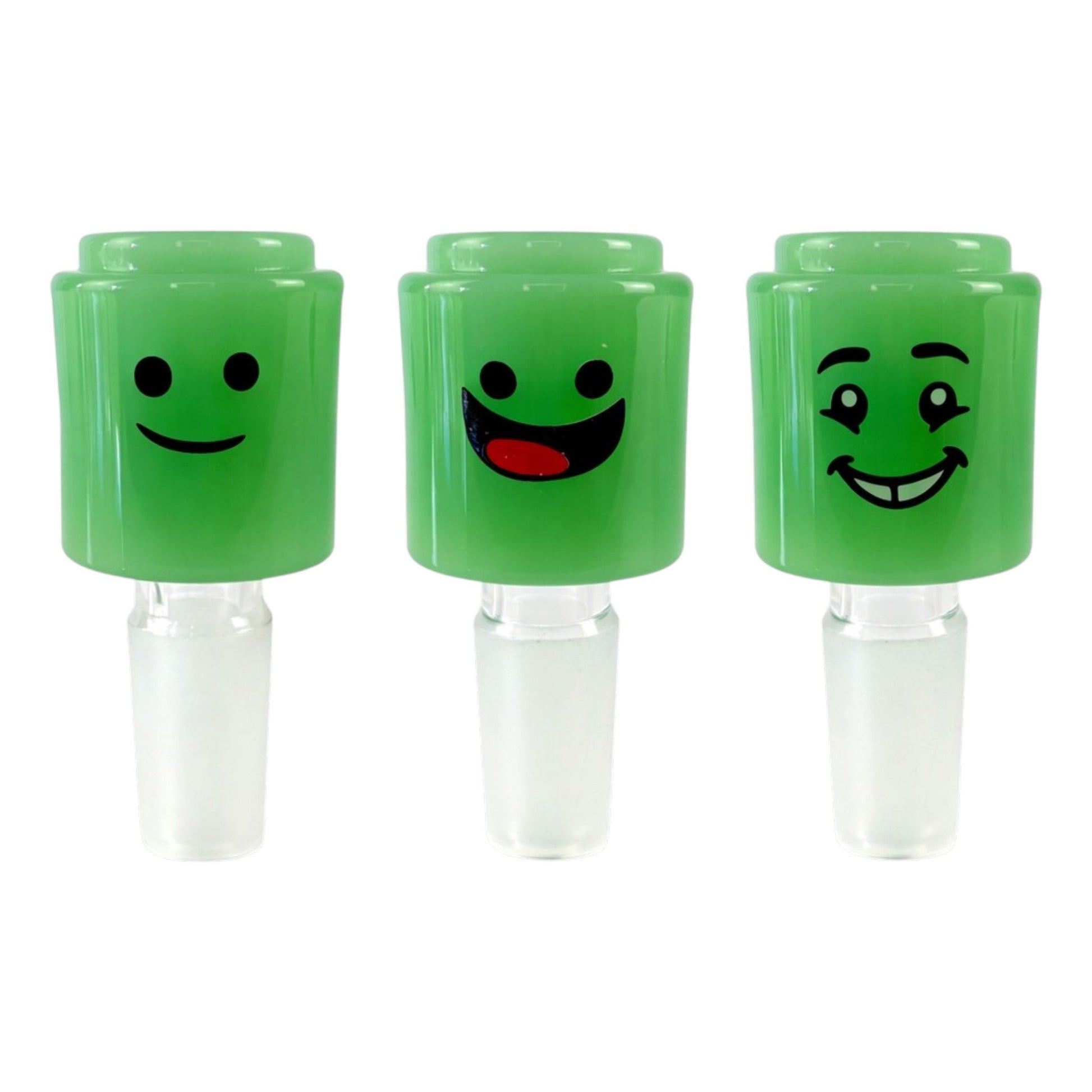 14mm Green Block Head Cone Piece Assorted Styles - The Bong Baron