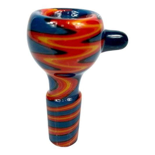 14mm Male Glass Cone Piece Coloured Swirl | Blue and Orange Design - The Bong Baron