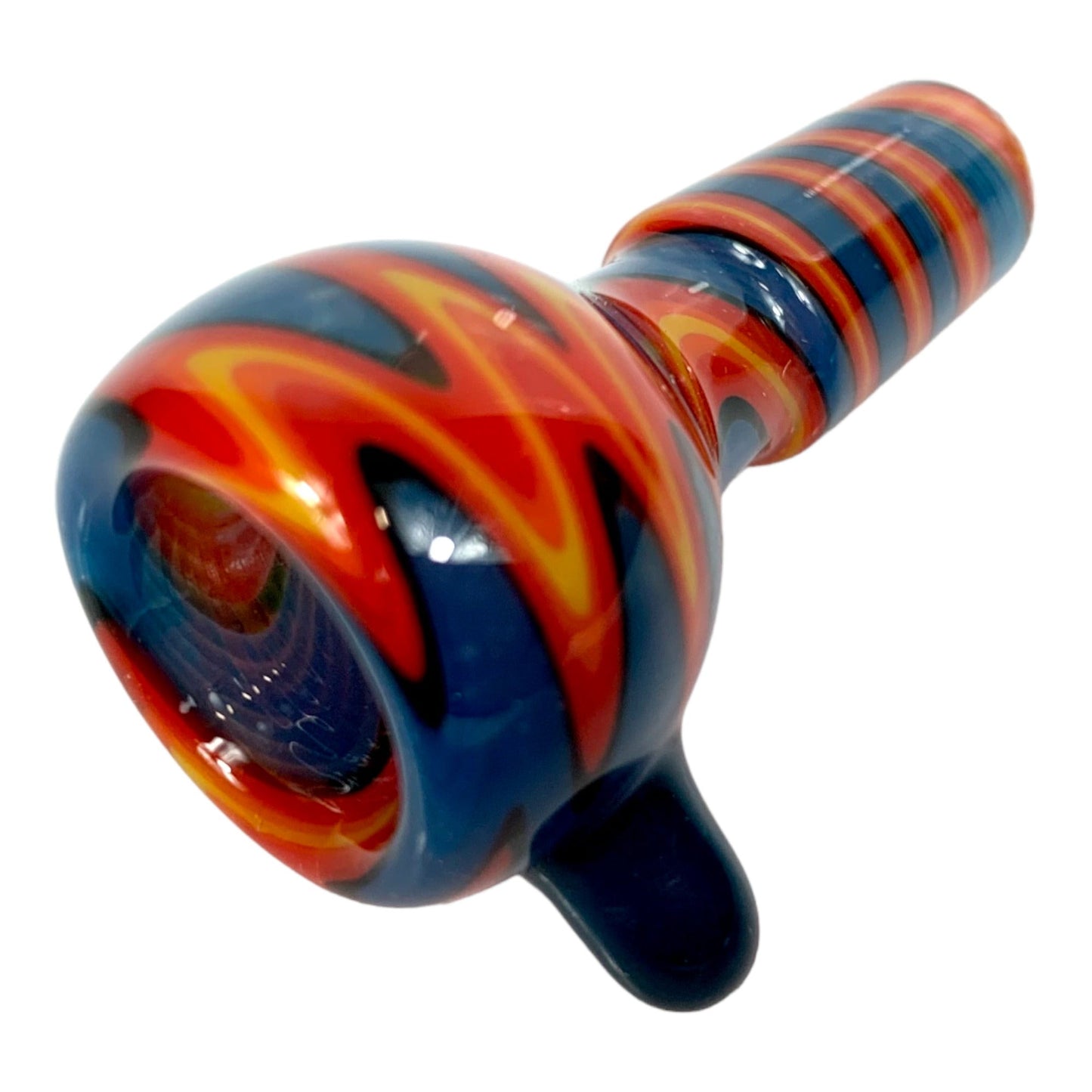 14mm Male Glass Cone Piece Coloured Swirl | Blue and Orange Design - The Bong Baron
