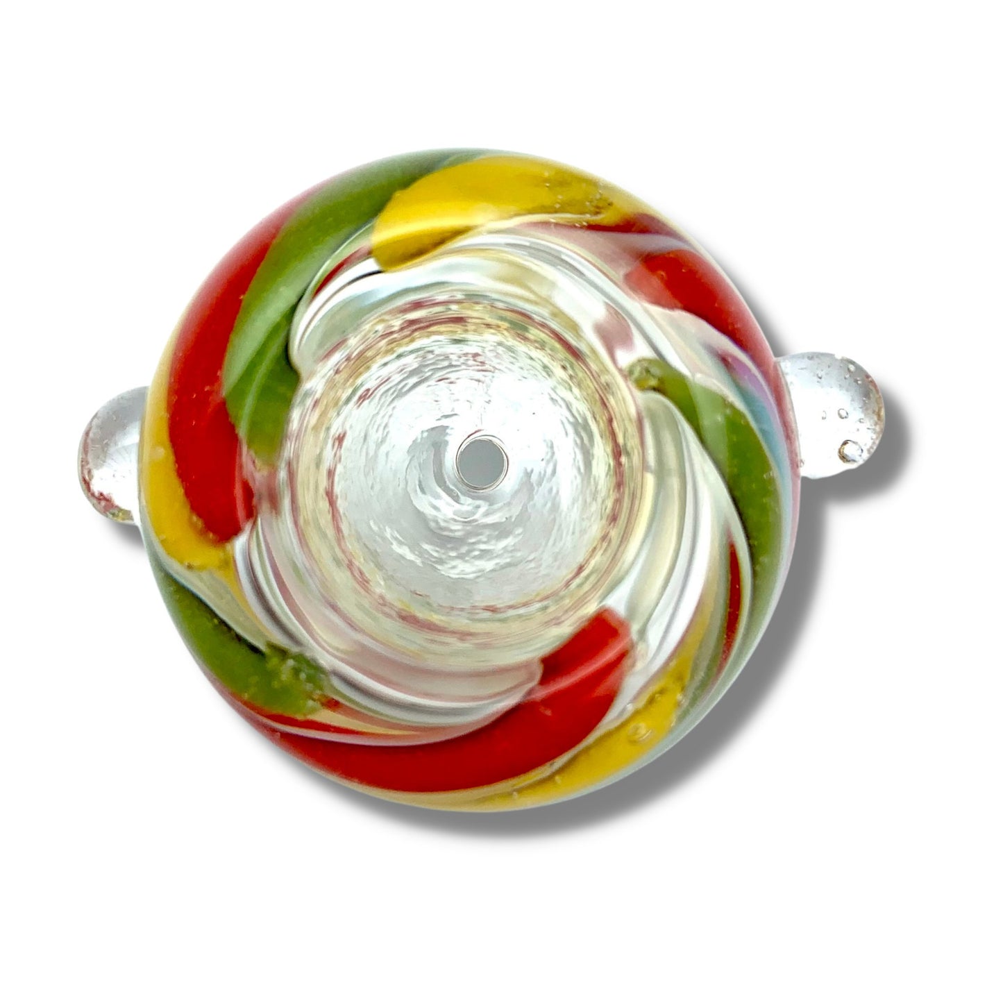 14mm Male Glass Cone Piece Coloured Swirl Round Hollow - The Bong Baron