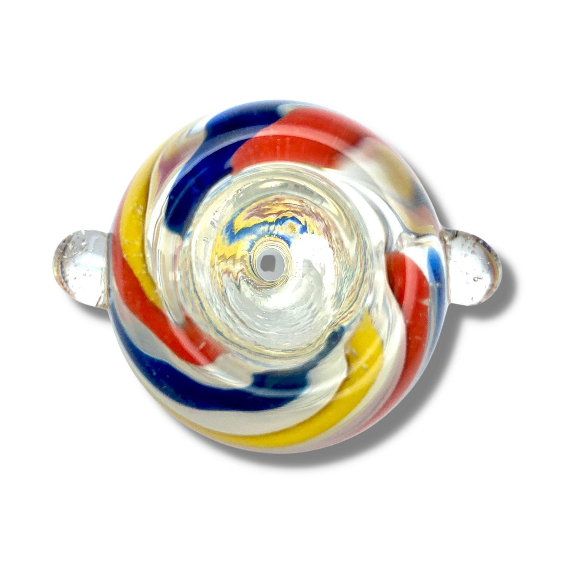 14mm Male Glass Cone Piece Coloured Swirl Round Hollow - The Bong Baron