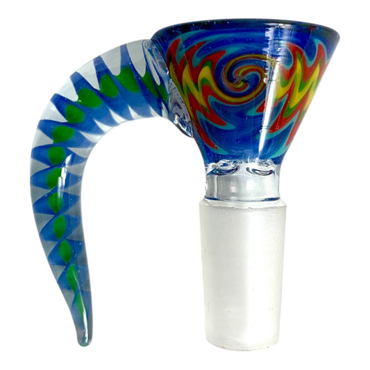14mm Wig Wag Cone Piece – 4 Hole Glass Filter – Green and Blue - The Bong Baron