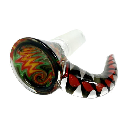14mm Wig Wag Cone Piece – 4 Hole Glass Filter – Red and Black - The Bong Baron