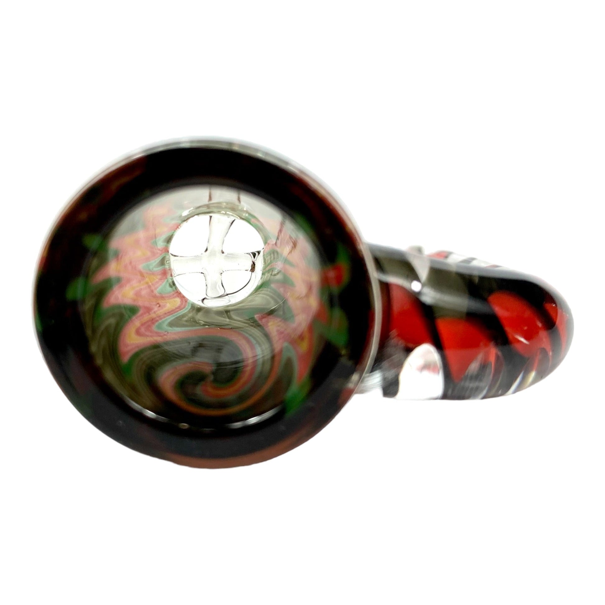 14mm Wig Wag Cone Piece – 4 Hole Glass Filter – Red and Black - The Bong Baron