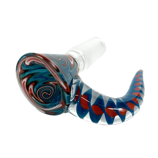 14mm Wig Wag Cone Piece – 4 Hole Glass Filter – Red and Blue - The Bong Baron