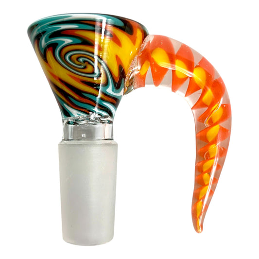 14mm Wig Wag Cone Piece – 4 Hole Glass Filter – Yellow and Red - The Bong Baron