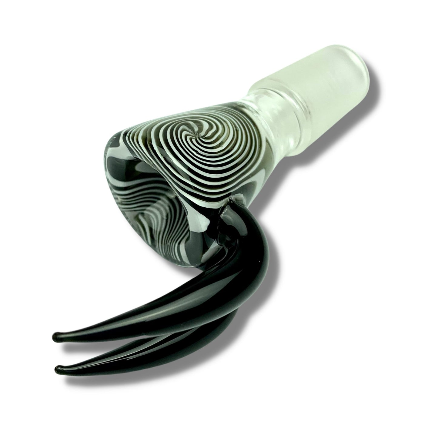 18mm Rabbit Ear Swirl Cone Piece Black and White - The Bong Baron