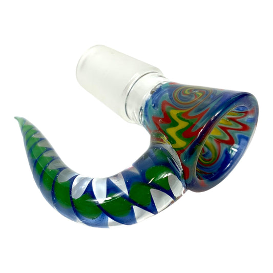 18mm Wig Wam Cone Piece - 4 Hole Glass Filter - Green and Blue - The Bong Baron