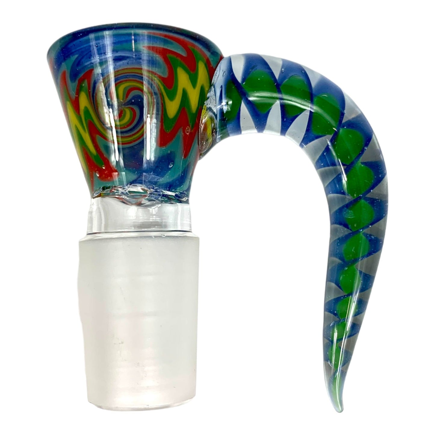 18mm Wig Wam Cone Piece - 4 Hole Glass Filter - Green and Blue - The Bong Baron