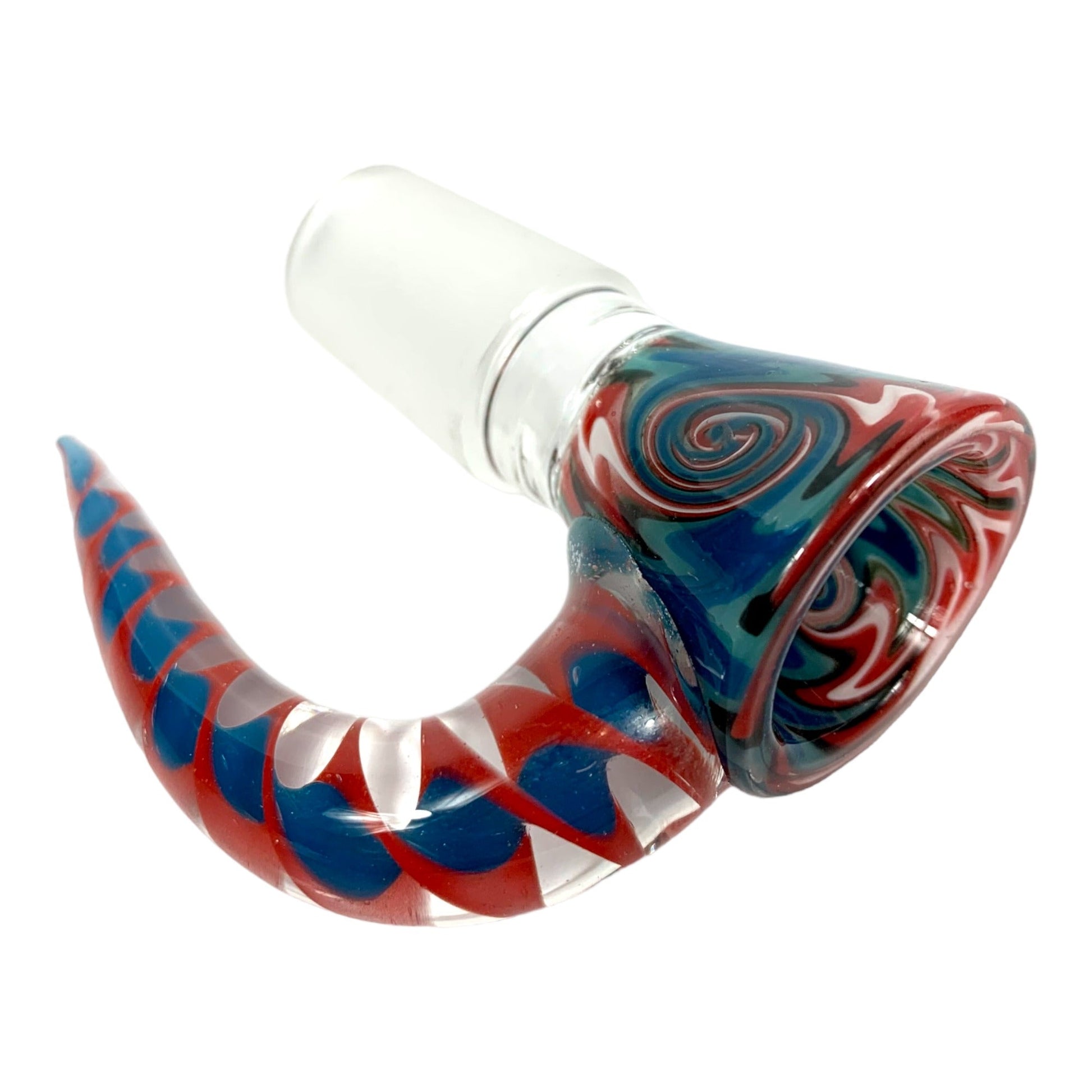 18mm Wig Wam Cone Piece - 4 Hole Glass Filter - Red and Blue - The Bong Baron