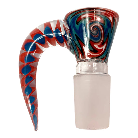 18mm Wig Wam Cone Piece - 4 Hole Glass Filter - Red and Blue - The Bong Baron