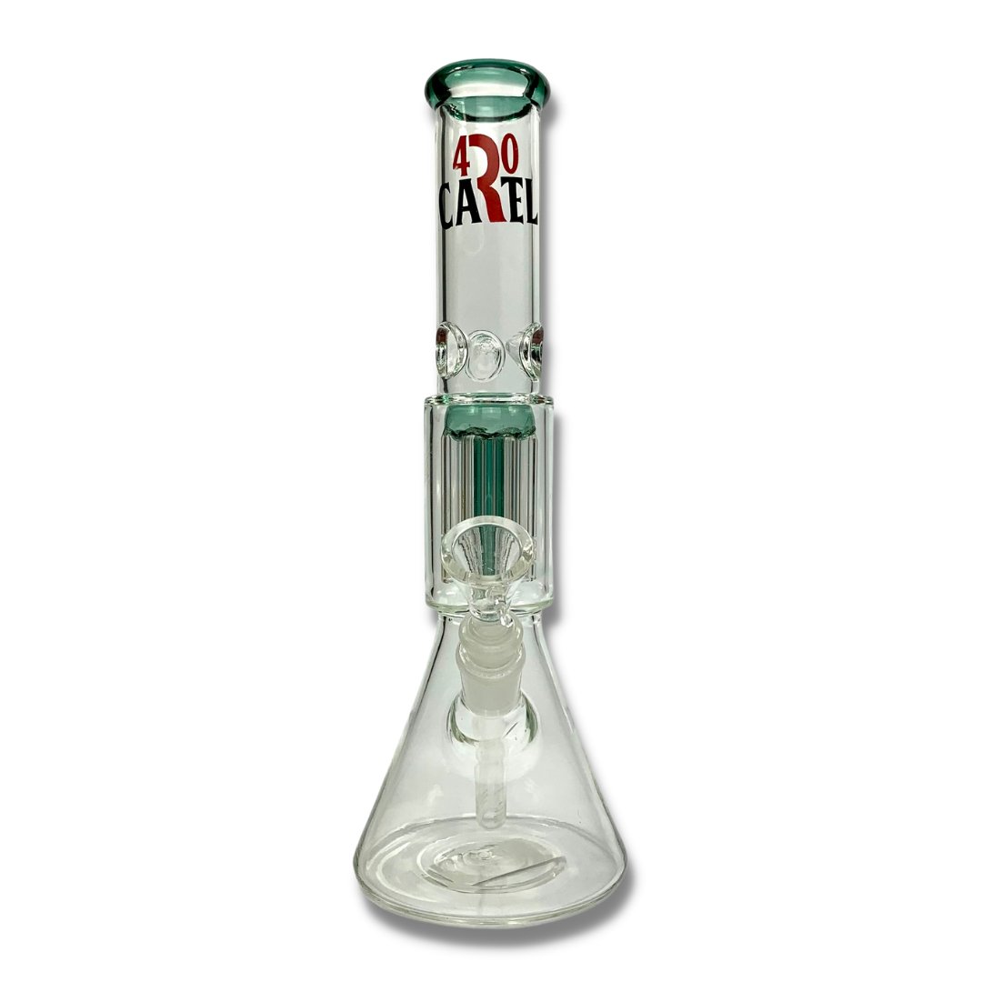 420 Cartel Beaker Bong with Tree perc 30cm Green - The Bong Baron