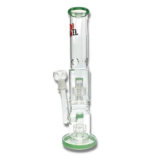 420 Cartel Missile Glass Bong Double Perc 35cm Green - The Bong Baron
