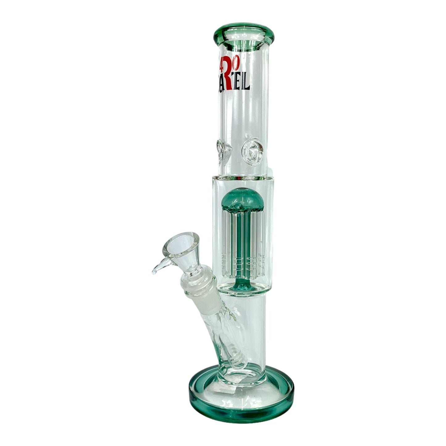 420 Cartel Tree Perc Straight Shooter Bong 30cm Teal - The Bong Baron