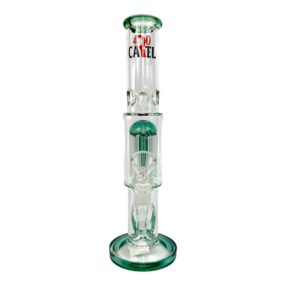 420 Cartel Tree Perc Straight Shooter Bong 30cm Teal - The Bong Baron