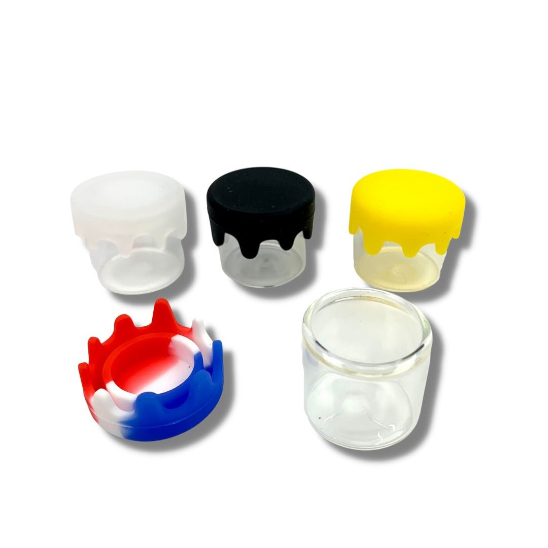 4ml Dripping Silicone Lid Glass Wax Container - The Bong Baron
