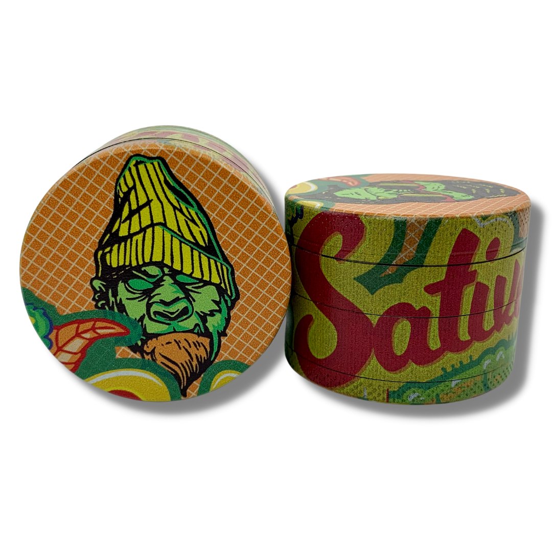 50mm 4 Layer Yellow Beanie Gangsta Gorilla Herb Grinder - The Bong Baron