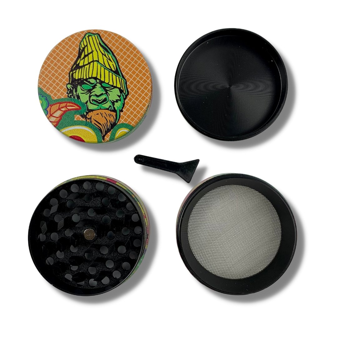 50mm 4 Layer Yellow Beanie Gangsta Gorilla Herb Grinder - The Bong Baron