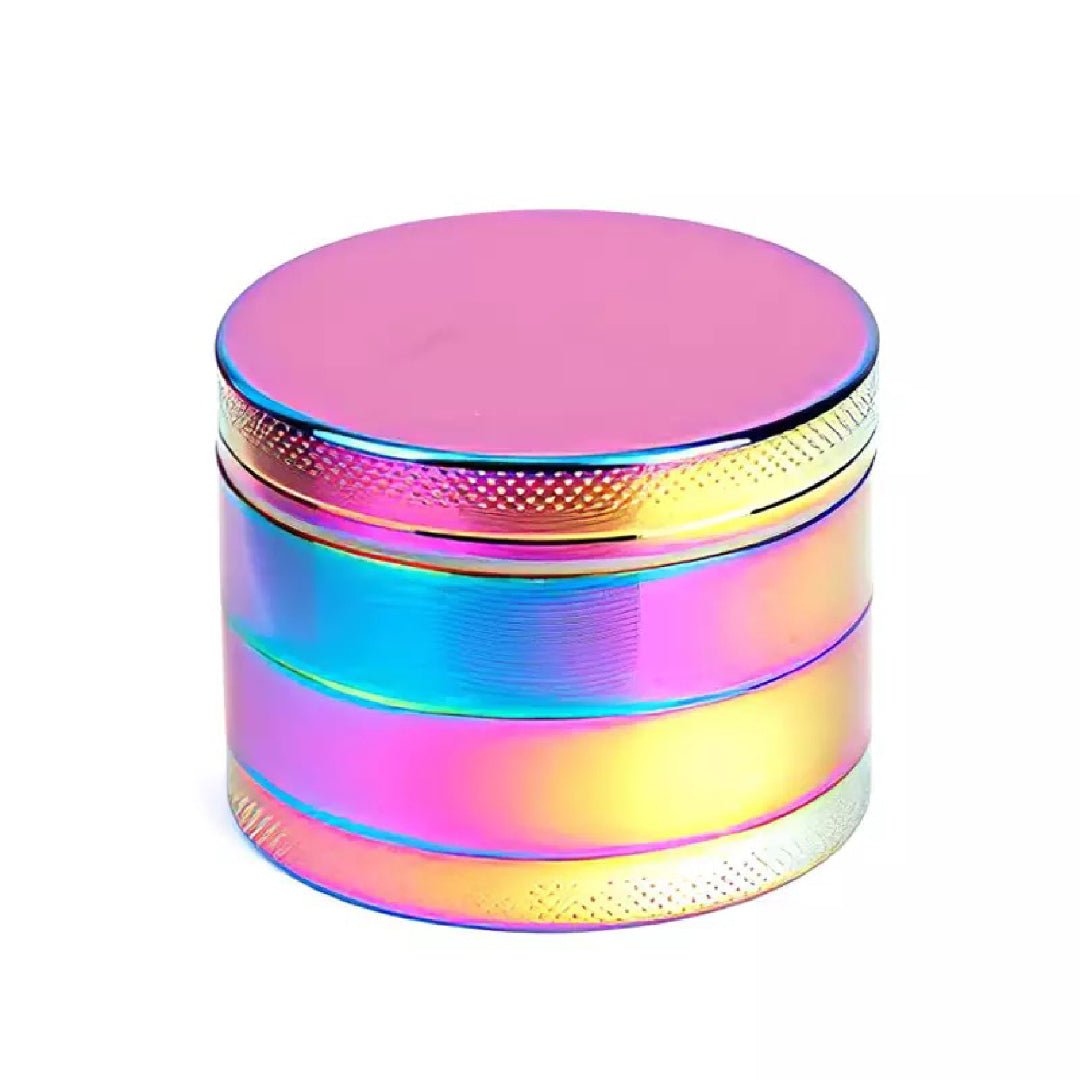 50mm Iridescent Rainbow Grinder Metal 4 layer - The Bong Baron