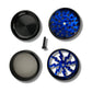 63mm 4 Layer Lightning Window Herb Grinder Blue - The Bong Baron