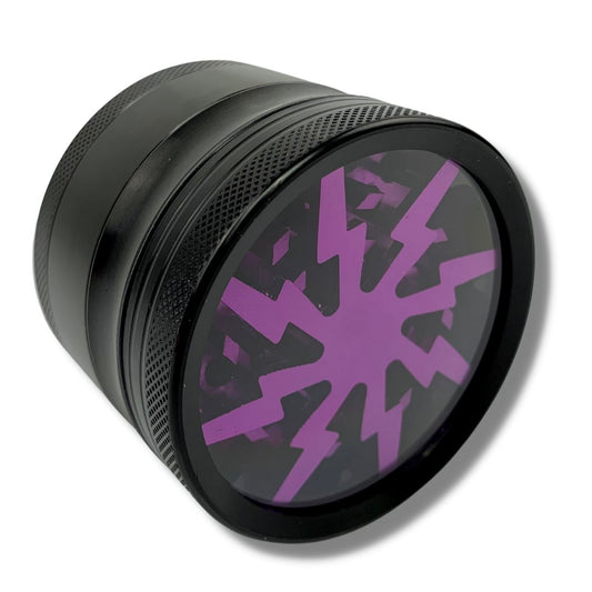 63mm 4 layer Lightning Window Herb Grinder Purple - The Bong Baron