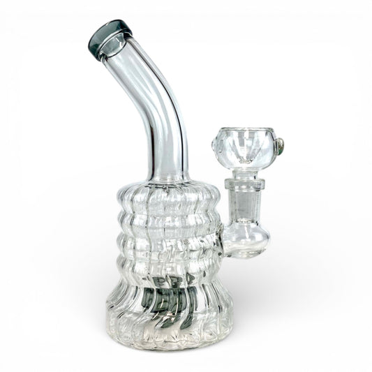 70's Swirl Glass Bong and Dab Rig 16cm Ash Green - The Bong Baron