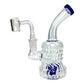 70's Swirl Glass Bong and Dab Rig 16cm Blue - The Bong Baron
