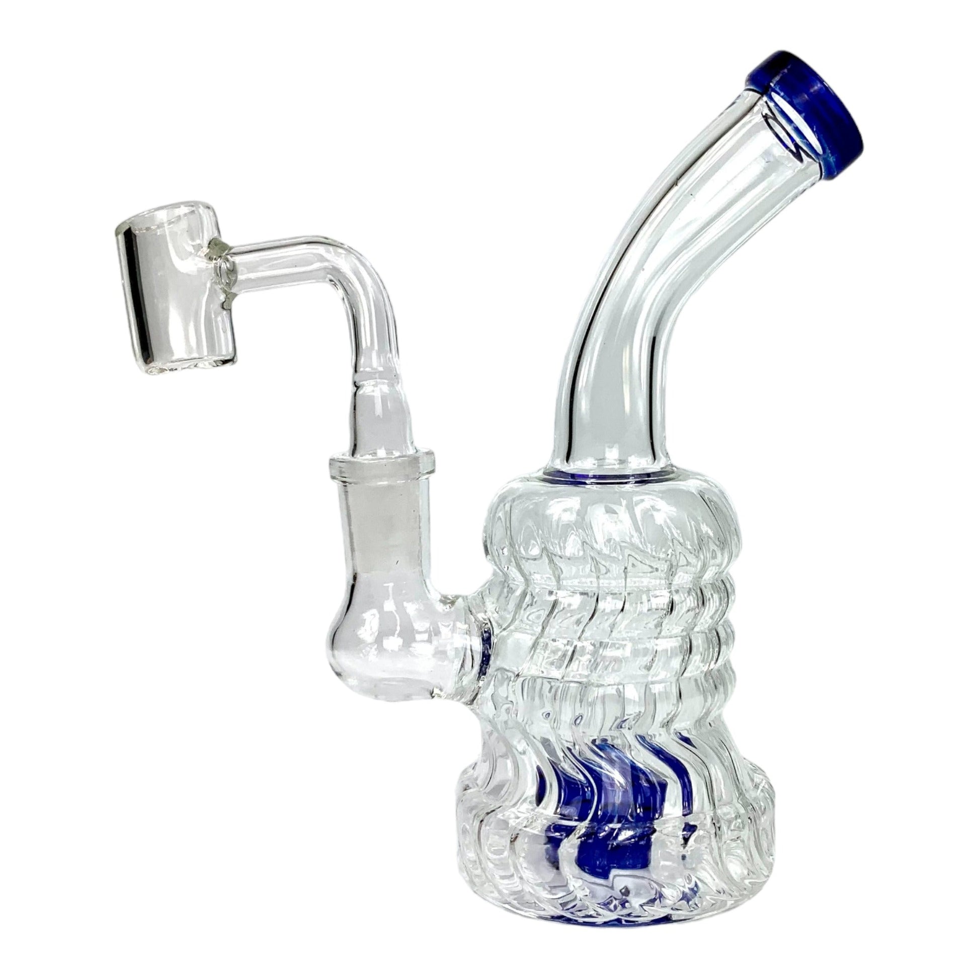 70's Swirl Glass Bong and Dab Rig 16cm Blue - The Bong Baron