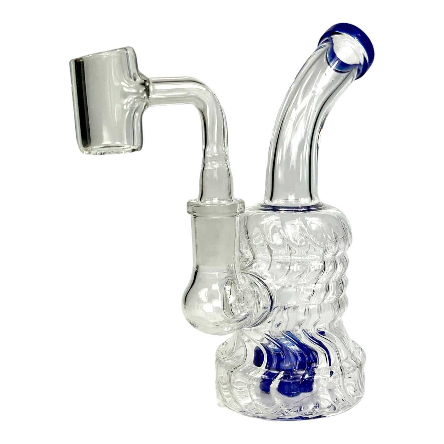 70's Swirl Glass Bong and Dab Rig 16cm Blue - The Bong Baron