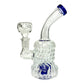 70's Swirl Glass Bong and Dab Rig 16cm Blue - The Bong Baron