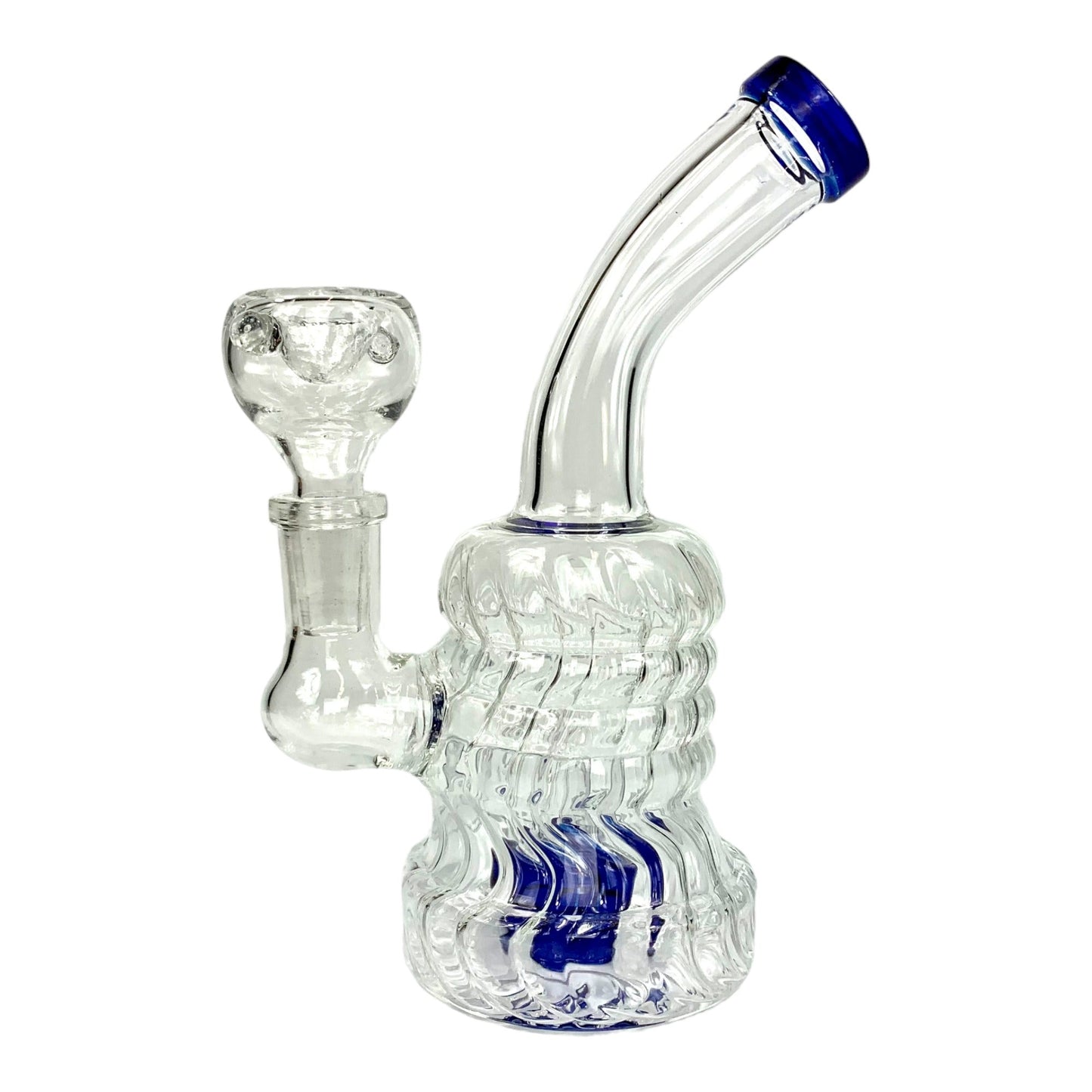 70's Swirl Glass Bong and Dab Rig 16cm Blue - The Bong Baron
