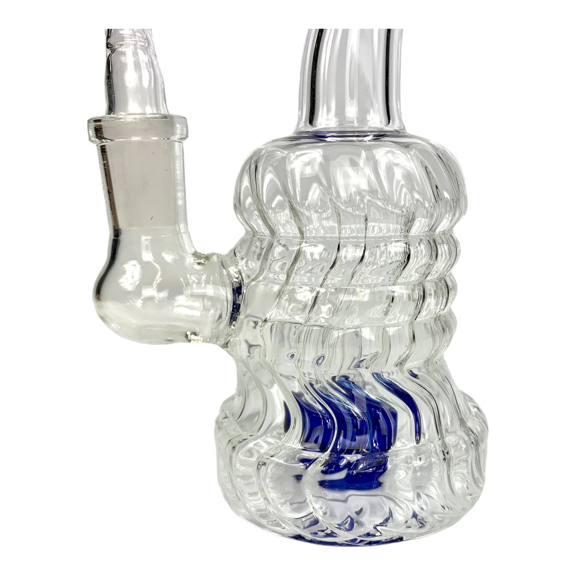 70's Swirl Glass Bong and Dab Rig 16cm Blue - The Bong Baron