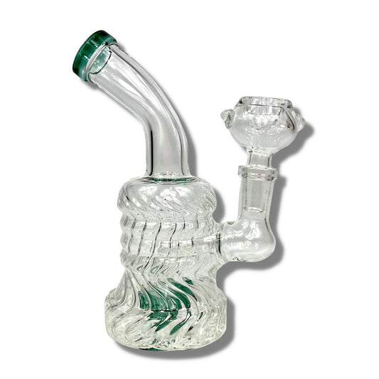 70's Swirl Glass Bong and Dab Rig 16cm Green - The Bong Baron