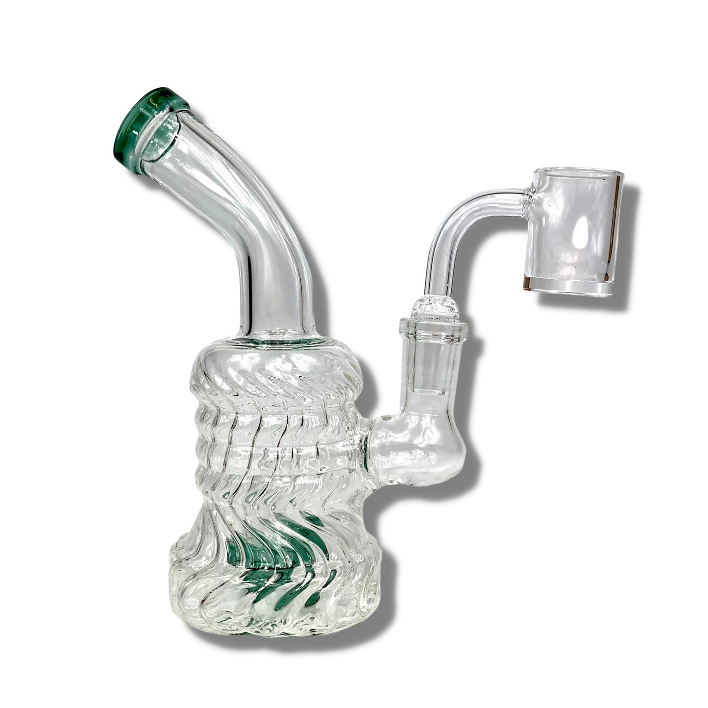 70's Swirl Glass Bong and Dab Rig 16cm Green - The Bong Baron